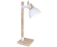 Vintage Schreib Tisch Leuchte Fernbedienung weiß Holz Spot verstellbar Leuchte dimmbar im Set inkl. RGB LED Leuchtmittel