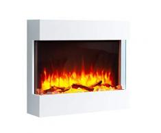 RICHEN Elektrokamin Alva - Elektrischer Wandkamin Mit Heizung, LED-Beleuchtung, 3D-Flammeneffekt & Fernbedienung - Weiß