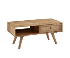 WOHNLING Design Couchtisch 90x40x45cm Massivholz Wohnzimmertisch Sofatisch Tisch