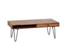 Wohnling Massivholz Sheesham Couchtisch BAGLI 120x60x43cm Schübe Wohnzimmertisch
