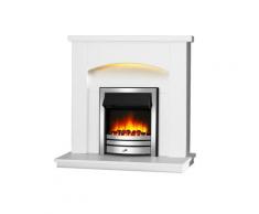 RICHEN Elektrokamin Cosma - Elektrischer Standkamin (2000W, LED-Beleuchtung, 3-D Flammeneffekt, Fernbedienung) - Weiß
