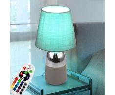 Touch Tisch Leuchte FERNBEDIENUNG Textil Chrom Lampe DIMMBAR im Set inkl. RGB LED Leuchtmittel