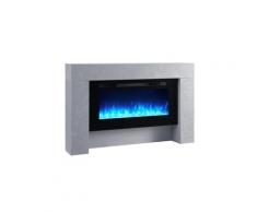 RICHEN Elektrokamin Herkules - Standkamin Mit Heizung, LED-Beleuchtung, 3D-Flammeneffekt & Fernbedienung - Grau