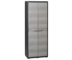 vidaXL Gartenschrank mit 3 Regalböden Schwarz und Grau
