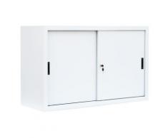 Schiebetürenschrank Schiebetüren Büro Aktenschrank Sideboard aus Stahl Weiß 750 x 1200 x 450 mm (Höhe x Breite x Tiefe) 550127