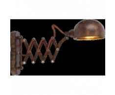 Wandleuchte Metall rostfarben, Metall goldfarben, Schirm beweglich, Ziehharmonika, Schalter, BxH:130x230, AL:570, exkl. 1xE14 40W 230V