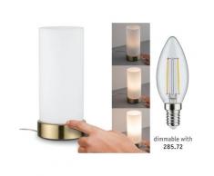 Paulmann Pinja Tischleuchte touch max.1x20W E14 Weiß/Messing 230V Metall/Glas 77055 Nachttischlampe Nachtlicht 77055