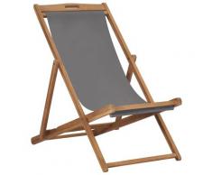 vidaXL Strandstuhl Klappbar Massivholz Teak Grau