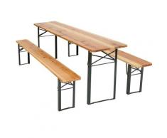 tectake Bierzeltgarnitur klappbar, 1 Tisch + 2 Bänke - braun - 400871