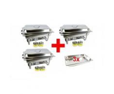Airbrush-City 3er Profi Set Chafing Dish Speisenwärmer Warmhaltebehälter aus Edelstahl