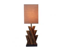Tischleuchte Holzleuchte 2er Set Xico braun & Holz Natur 15x45cm 10932