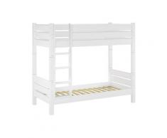 Erwachsenen-Etagenbett weiß 90x220 Hochbett teilbar Nische 100 2 Rollroste 60.16-09-220 W T100