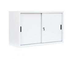 Schiebetürenschrank Schiebetüren Büro Aktenschrank Sideboard aus Stahl Weiß 750 x 1600 x 450 mm (Höhe x Breite x Tiefe) 550137