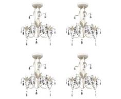 vidaXL Kristall-Deckenleuchte Kronleuchter 4 Stk. Elegantes Weiß
