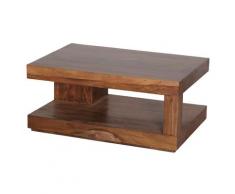 WOHNLING Sheesham Couchtisch MUMBAI Massiv 90 x 60 cm mit Ablage Massivholz