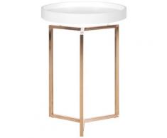 WOHNLING Beistelltisch 40cm Weiß Kupfer Tabletttisch Couchtisch Wohnzimmer Tisch