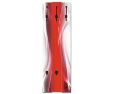 ARTlland Wandgarderobe Holz Design mit 5 Haken Garderobe mit Motiv Kreatives Element Rot für Ihr Art-Design Größe: 45x140 cm