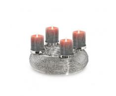 Adventskranz Verona, Edelstahl glänzend vernickelt, Durchmesser 30 cm, für Stumpenkerzen ø 6 cm