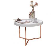 WOHNLING Couchtisch EVA Sofatisch Kupfer Rund Tabletttisch Beistelltisch Retro