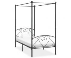vidaXL Himmelbett-Gestell Grau Metall 90 x 200 cm