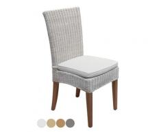 Rattanstuhl weiß Cardine Esszimmer Stuhl Wintergarten mit Sitzkissen