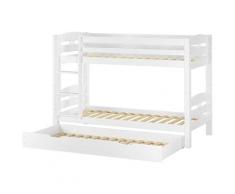 Etagenbett Kiefer waschweiß 90x200 mit Rollrost Bettkasten Kinderstockbett Hohes Bett 60.10-09WS7