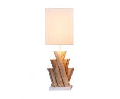 Tischleuchte Holzleuchte 2er Set Xico Off White & Holz gebleicht 15x45cm 10933