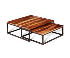 vidaXL Zweiteiliges Satztisch-Set Couchtisch Massivholz