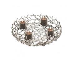 Adventskranz Porus, Geweih-Design, Aluminium vernickelt, ø 58 cm, mit Gläsern ø 8 cm