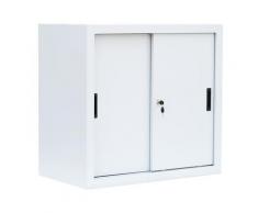 Schiebetürenschrank Schiebetüren Büro Aktenschrank Sideboard aus Stahl Weiß 750 x 800 x 450 mm (H x B x T) 550087
