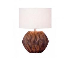 Tischlampe Nachttischlampe ø 30 x H 32 cm Tischleuchte Dekolampe mit Holzsockel im Facettendesign