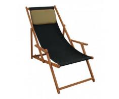 Liegestuhl schwarz Sonnenliege Kissen Gartenliege Holz Deckchair Strandstuhl Gartenmöbel 10-305KD