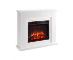CrownFlame Elektrokamin Hektor - Elektrischer Kamin Mit Heizung, LED-Beleuchtung, 3D-Flammeneffekt & Fernbedienung - Standkamin - Weiß