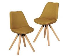 FineBuy 2er Set Esszimmerstühle Retro Stuhl Küchenstühle Stoff Stühle