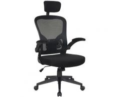 Bürostuhl Ergonomisch Drehstuhl Schreibtischstuhl Mesh Netzstoff office Stuhl Schwarz mit Kopfstütze