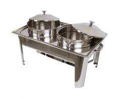 Airbrush-City Edelstahl Speisenwärmer Runder Sossen Warmhaltebehälter Chafing Dish 2x 4,5 Liter