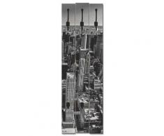 ARTlland Wandgarderobe Holz Design mit 5 Haken Garderobe mit Motiv Luftbild von Manhattan New York City USA Größe: 45x140 cm