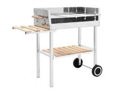 vidaXL XXL Holzkohlegrill Grillwagen mit 2 Regalen Edelstahl