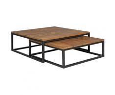 Wohnling Couchtisch 2 teilig Massivholz Wohnzimmertisch Sheesham Lounge Tisch