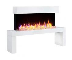RICHEN Elektrokamin Kiana - Standkamin Mit Heizung, LED-Beleuchtung, 3D-Flammeneffekt & Fernbedienung - Weiß