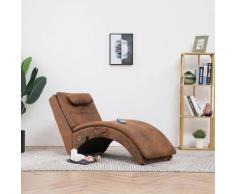 vidaXL Massage Chaiselongue mit Kissen Braun Wildleder-Optik