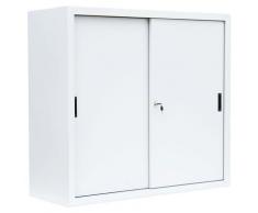 Schiebetürenschrank Schiebetüren Büro Aktenschrank Sideboard aus Stahl Weiß 1090 x 1200 x 450 mm (Höhe x Breite x Tiefe) 550147