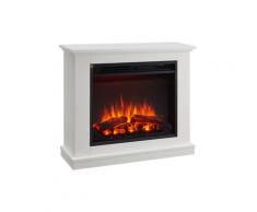 CrownFlame Elektrokamin Phanos - Elektrischer Kamin Mit Heizung, LED-Beleuchtung, 3D-Flammeneffekt & Fernbedienung - Standkamin - Weiß