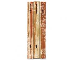 ARTlland Wandgarderobe Holz Design mit 5 Haken Garderobe mit Motiv Blumenornamente im alten Stil Größe: 45x140 cm