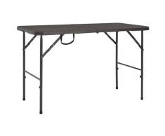 vidaXL Klappbarer Gartentisch Braun 120x60x74 cm HDPE Rattan-Look