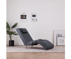 vidaXL Massage Chaiselongue mit Kissen Grau Wildleder-Optik