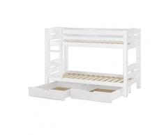 Etagenbett Kinderstockbett Kiefer weiß 90x200 Bettkästen Rollrost hohes Bett 60.10-09WS2