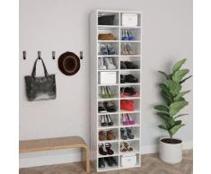 vidaXL Schuhschrank Hochglanz-Weiß 54×34×183 cm Spanplatte