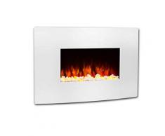 RICHEN Elektrokamin Enjo - Elektrischer Wandkamin Mit Heizung, LED-Beleuchtung, 3D-Flammeneffekt & Fernbedienung - Weiß