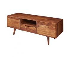 FineBuy TV Lowboard Holz Fernsehkommode Massiv Landhaus Fernsehschrank TV Bank